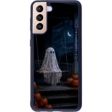 Coque Samsung Galaxy S21+ 5G - Silicone rigide noir Halloween 2026 Ghost on a swing