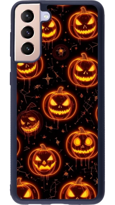 Coque Samsung Galaxy S21+ 5G - Silicone rigide noir Halloween 2026 Pattern Pumpkins