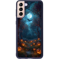 Coque Samsung Galaxy S21+ 5G - Silicone rigide noir Halloween 2026 Road of Pumpkins
