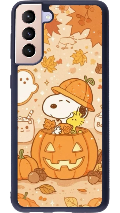 Coque Samsung Galaxy S21+ 5G - Silicone rigide noir Halloween 2026 Snoopy Halloween