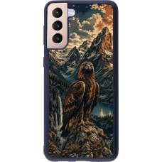 Coque Samsung Galaxy S21+ 5G - Silicone rigide noir Linocut Aigle Royal