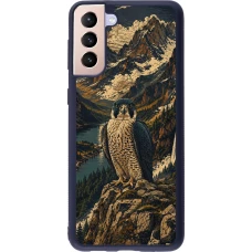 Coque Samsung Galaxy S21+ 5G - Silicone rigide noir Linocut Faucun pèlerin