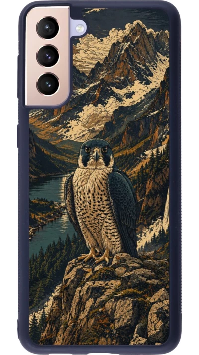 Coque Samsung Galaxy S21+ 5G - Silicone rigide noir Linocut Faucun pèlerin