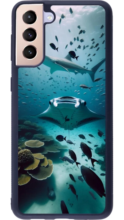 Coque Samsung Galaxy S21+ 5G - Silicone rigide noir Manta Lagon Nettoyage