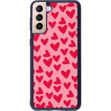Coque Samsung Galaxy S21+ 5G - Silicone rigide noir Mom 2024 petits coeurs