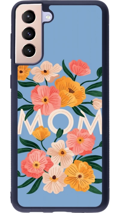 Coque Samsung Galaxy S21+ 5G - Silicone rigide noir Mom 2026 Flowers