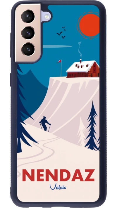 Coque Samsung Galaxy S21+ 5G - Silicone rigide noir Nendaz Cabane Ski