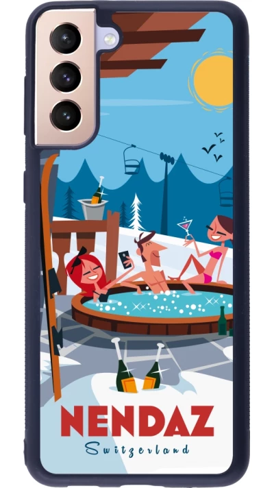 Coque Samsung Galaxy S21+ 5G - Silicone rigide noir Nendaz Mountain Jacuzzi