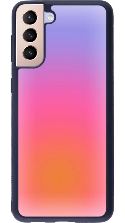 Coque Samsung Galaxy S21+ 5G - Silicone rigide noir Orange Pink Blue Gradient