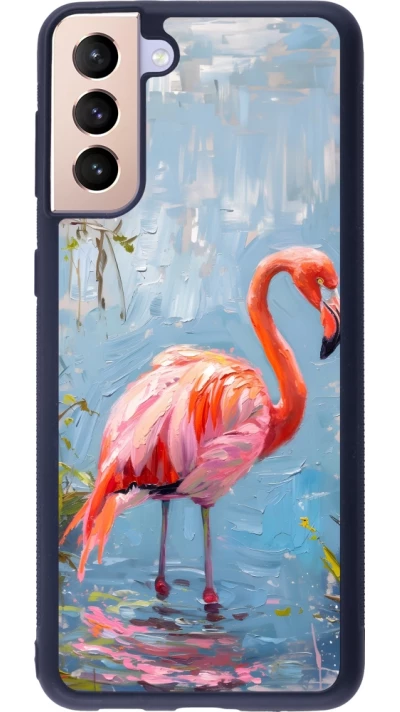 Coque Samsung Galaxy S21+ 5G - Silicone rigide noir Paint Flamingo