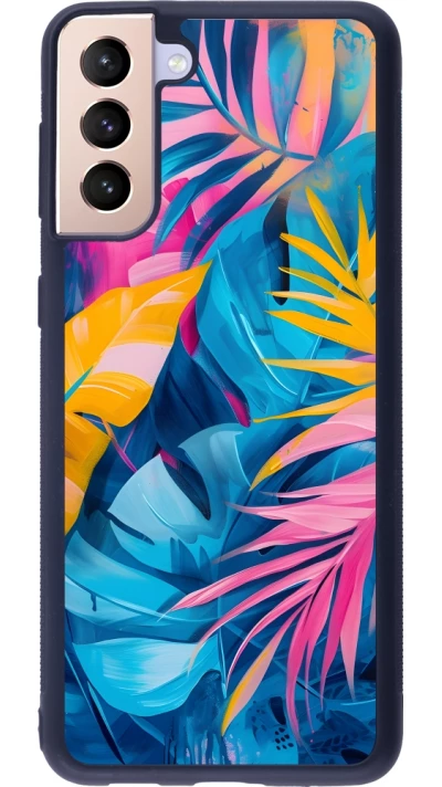 Coque Samsung Galaxy S21+ 5G - Silicone rigide noir Palms Blue
