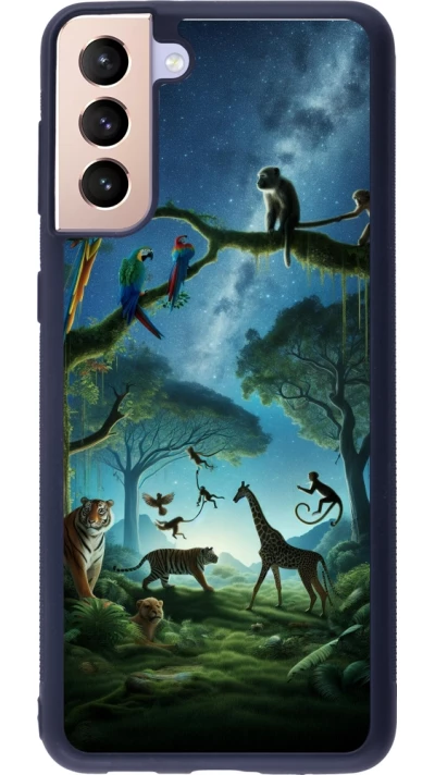 Coque Samsung Galaxy S21+ 5G - Silicone rigide noir Paradis des animaux exotiques