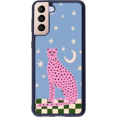Samsung Galaxy S21+ 5G Case Hülle - Silikon schwarz Pink leopard with stars 2026