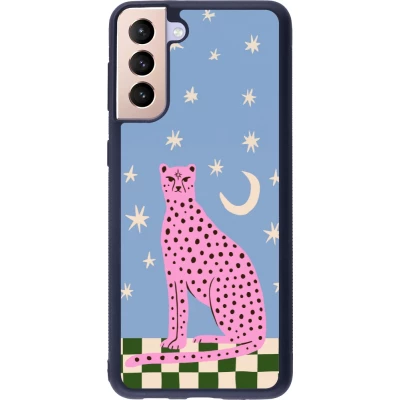 Samsung Galaxy S21+ 5G Case Hülle - Silikon schwarz Pink leopard with stars 2026
