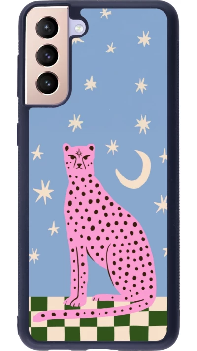 Coque Samsung Galaxy S21+ 5G - Silicone rigide noir Pink leopard with stars 2026