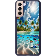 Coque Samsung Galaxy S21+ 5G - Silicone rigide noir Plage Paradis
