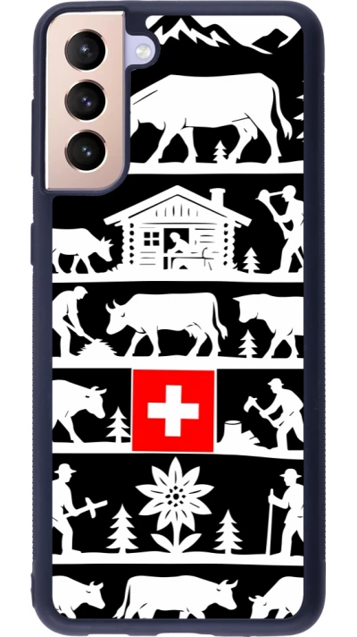 Coque Samsung Galaxy S21+ 5G - Silicone rigide noir Poya Suisse 1 noir