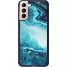 Coque Samsung Galaxy S21+ 5G - Silicone rigide noir Sea Foam Blue