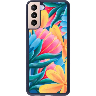 Samsung Galaxy S21+ 5G Case Hülle - Silikon schwarz Spring 23 colorful flowers