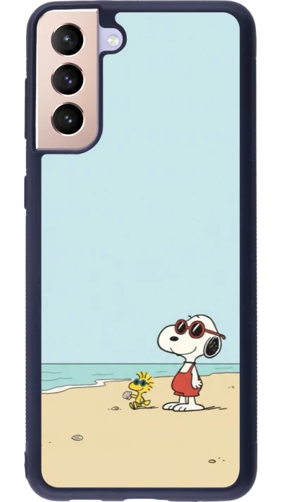 Coque Samsung Galaxy S21+ 5G - Silicone rigide noir Snoopy on the beach Summer 2026