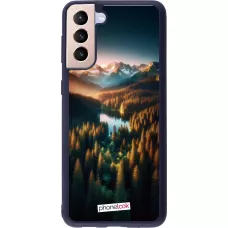Samsung Galaxy S21+ 5G Case Hülle - Silikon schwarz Sonnenuntergang Waldsee