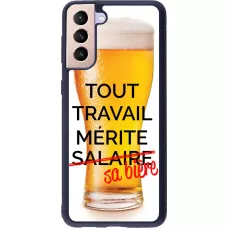 Coque Samsung Galaxy S21+ 5G - Silicone rigide noir Tout travail mérite sa bière