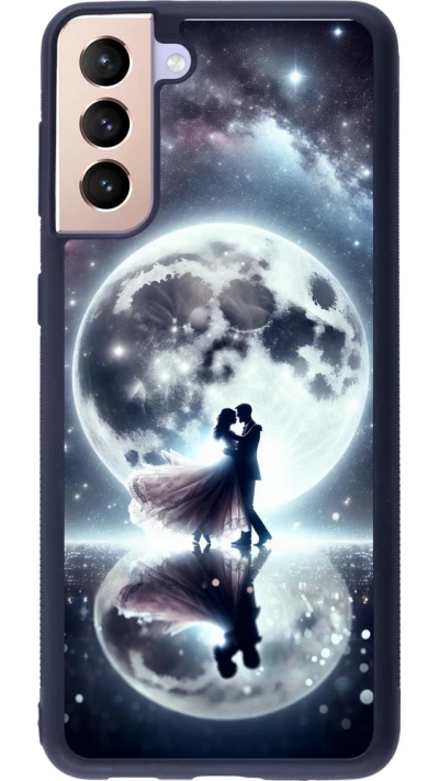 Coque Samsung Galaxy S21+ 5G - Silicone rigide noir Valentine 2024 Love under the moon
