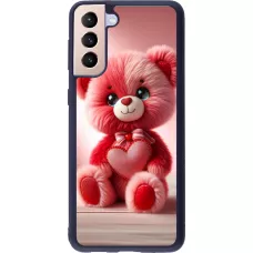Samsung Galaxy S21+ 5G Case Hülle - Silikon schwarz Valentin 2024 Rosaroter Teddybär