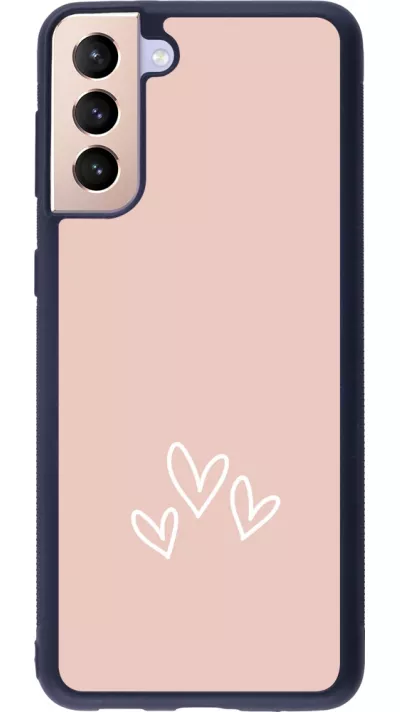 Coque Samsung Galaxy S21+ 5G - Silicone rigide noir Valentine 2023 three minimalist hearts