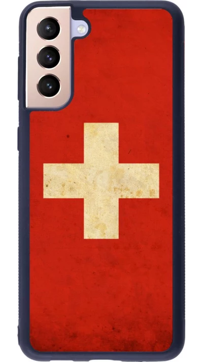 Coque Samsung Galaxy S21+ 5G - Silicone rigide noir Vintage Flag SWISS
