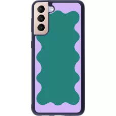 Samsung Galaxy S21+ 5G Case Hülle - Silikon schwarz Wavy Rectangle Green Purple