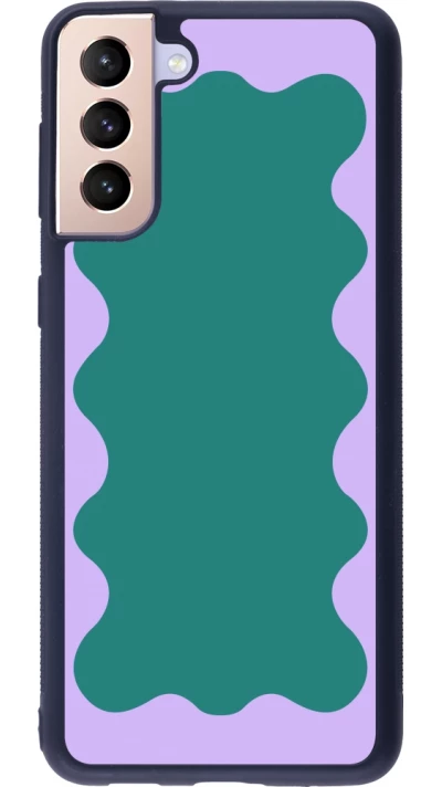 Coque Samsung Galaxy S21+ 5G - Silicone rigide noir Wavy Rectangle Green Purple