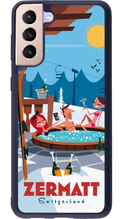 Coque Samsung Galaxy S21+ 5G - Silicone rigide noir Zermatt Mountain Jacuzzi