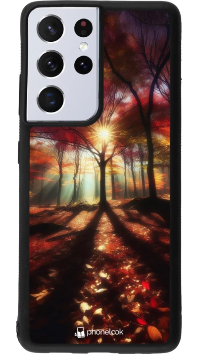 Samsung Galaxy S21 Ultra 5G Case Hülle - Silikon schwarz Herbstlicher goldener Glanz