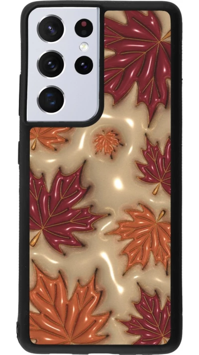 Coque Samsung Galaxy S21 Ultra 5G - Silicone rigide noir Autumn 26 3D leaves