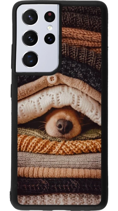 Coque Samsung Galaxy S21 Ultra 5G - Silicone rigide noir Autumn 26 Dog under the covers