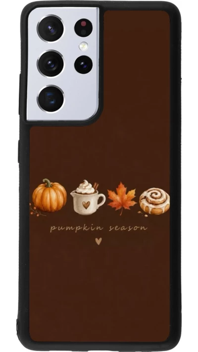 Coque Samsung Galaxy S21 Ultra 5G - Silicone rigide noir Autumn 26 Pumpkin season