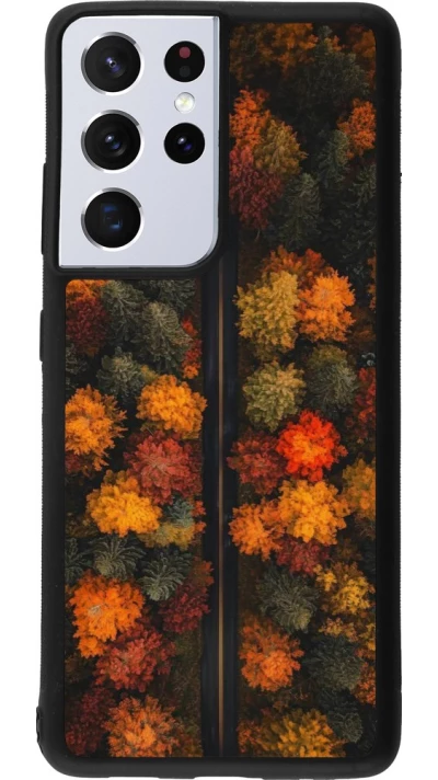 Coque Samsung Galaxy S21 Ultra 5G - Silicone rigide noir Autumn 26 Road in autumn