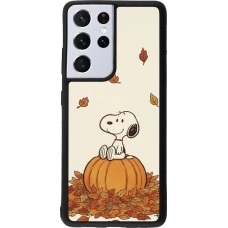 Coque Samsung Galaxy S21 Ultra 5G - Silicone rigide noir Autumn 26 Snoopy autumn