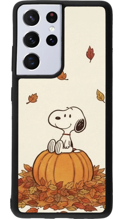 Coque Samsung Galaxy S21 Ultra 5G - Silicone rigide noir Autumn 26 Snoopy autumn