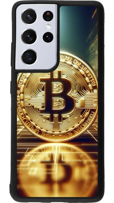 Samsung Galaxy S21 Ultra 5G Case Hülle - Silikon schwarz Bitcoin Stehen