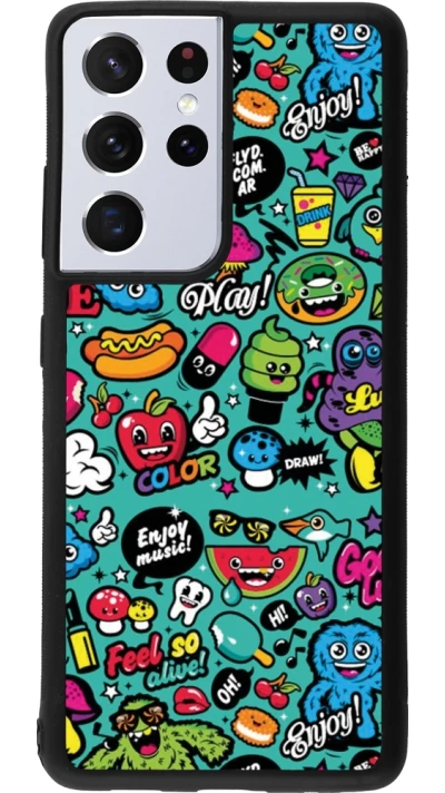 Samsung Galaxy S21 Ultra 5G Case Hülle - Silikon schwarz Cartoons old school