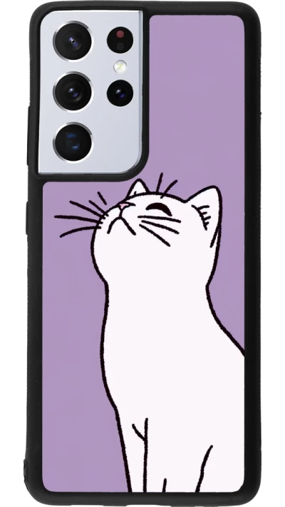 Samsung Galaxy S21 Ultra 5G Case Hülle - Silikon schwarz Chat auf lila Hintergrund