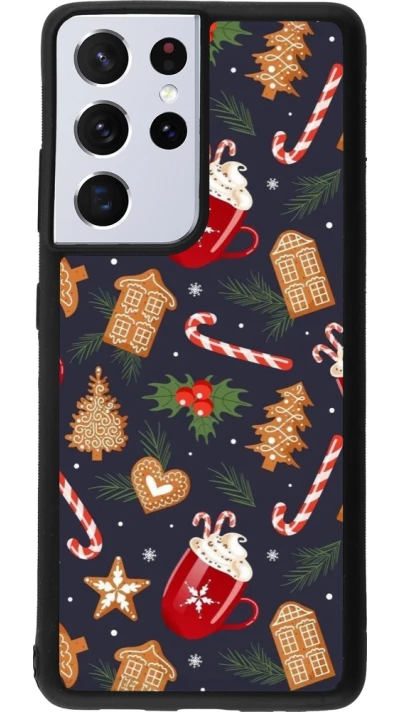 Samsung Galaxy S21 Ultra 5G Case Hülle - Silikon schwarz Christmas 25 Pattern Gingerbread House