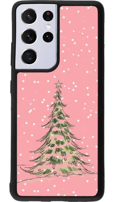 Samsung Galaxy S21 Ultra 5G Case Hülle - Silikon schwarz Christmas 25 Pink Tree