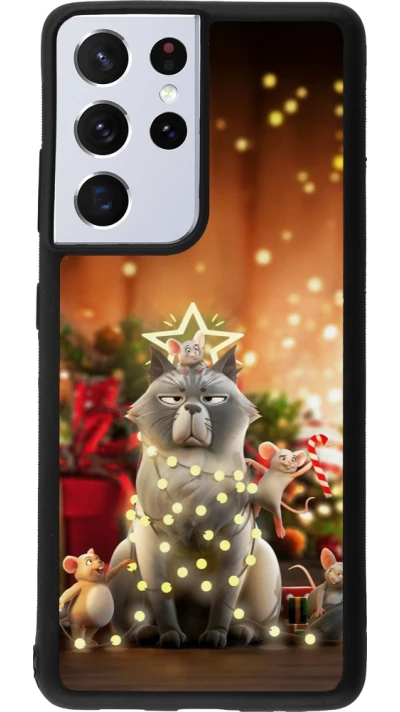 Samsung Galaxy S21 Ultra 5G Case Hülle - Silikon schwarz Christmas 25 Xmas Cat
