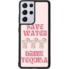 Samsung Galaxy S21 Ultra 5G Case Hülle - Silikon schwarz Cocktail Save Water Drink Tequila