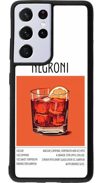 Samsung Galaxy S21 Ultra 5G Case Hülle - Silikon schwarz Cocktail Rezept Negroni