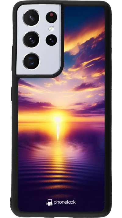 Samsung Galaxy S21 Ultra 5G Case Hülle - Silikon schwarz Sonnenuntergang gelb violett