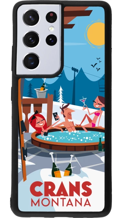 Samsung Galaxy S21 Ultra 5G Case Hülle - Silikon schwarz Crans-Montana Mountain Jacuzzi